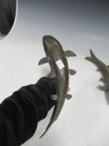 Lot 24 - A pair of models of carp, the metal with...