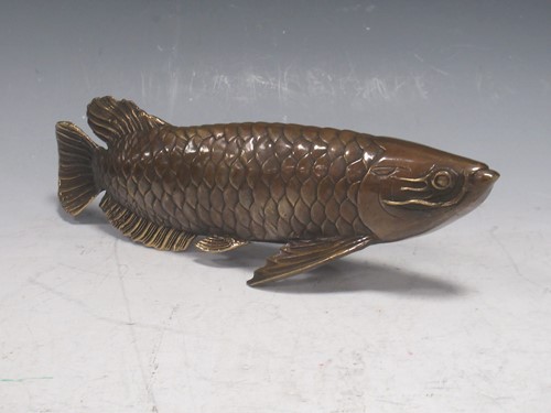 Lot 68 - A Japanese bronzed model of a arowana