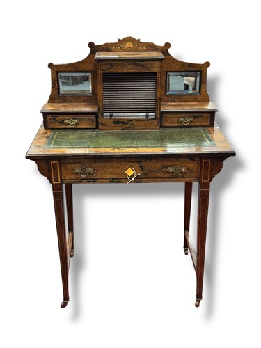 Lot 749 - An Edwardian faux rosewood and marquetry...
