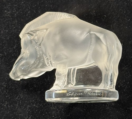Lot 6 - Sanglier, a modern Lalique frosted glass paperweight