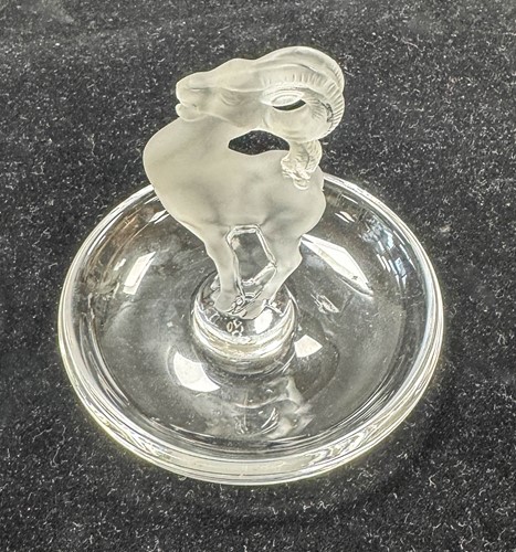 Lot 7 - Chevre and Charice, two modern Lalique frosted and polished glass cendriers