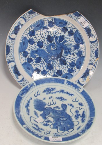 Lot 251 - A 19th century Chinese blue and white plate...