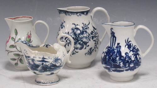Lot 65 - Three Worcester sparrow beak jugs, 18th...