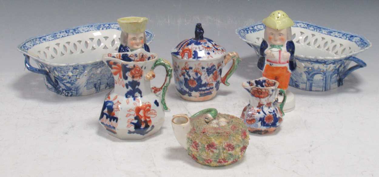 Lot 19 - A pair of Clews Staffordshire pottery blue and...