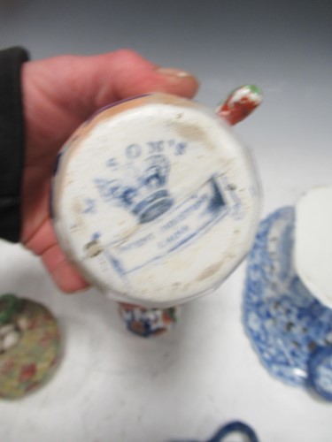 Lot 19 - A pair of Clews Staffordshire pottery blue and...