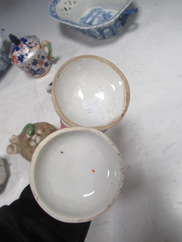 Lot 19 - A pair of Clews Staffordshire pottery blue and...
