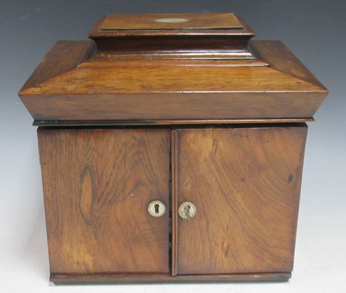 Lot 194 - 19th century rosewood sewing box or compendium,...