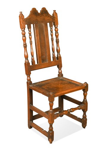 Lot 376 - An oak high back side chair, early 18th century