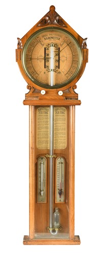 Lot 572 - A Royal Polytechnic walnut barometer, 19th century