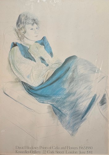 Lot 444 - A framed and glazed David Hockney exhibition...