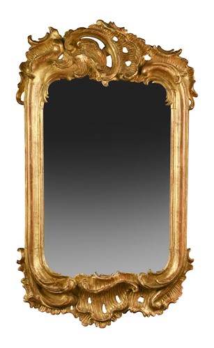 Lot 480 - A Continental rococo style giltwood wall mirror, 19th century