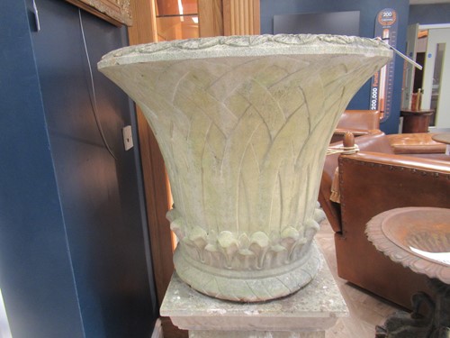 Lot 739 - A large Haddonstone Gothic style composite stone garden urn