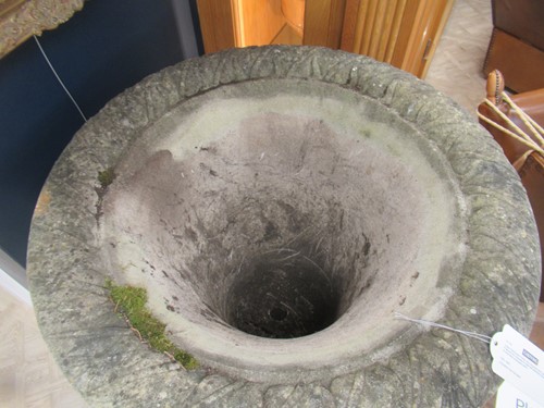Lot 739 - A large Haddonstone Gothic style composite stone garden urn