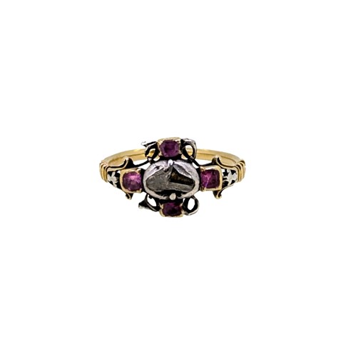 Lot 93 - A Georgian ruby and diamond ring