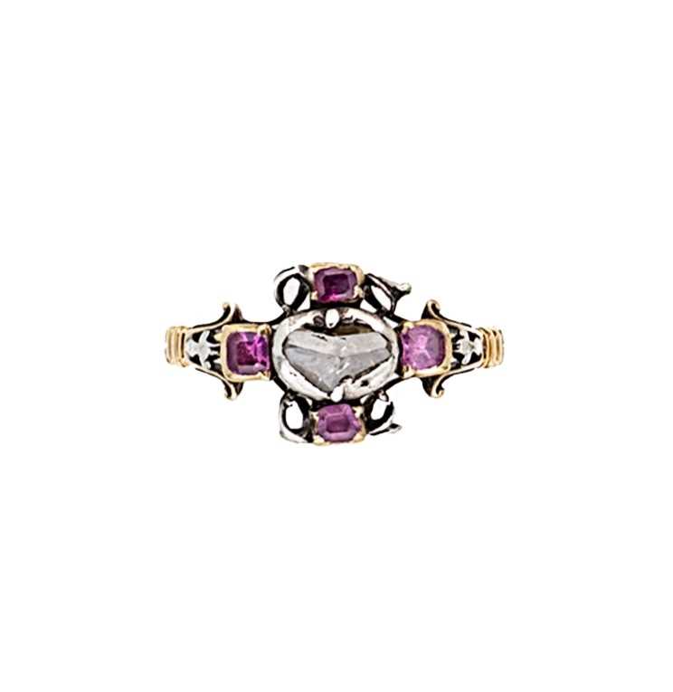 Lot 93 - A Georgian ruby and diamond ring