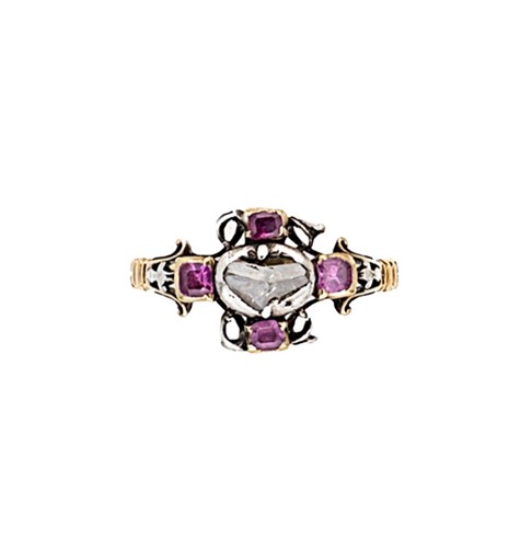 Lot 93 - A Georgian ruby and diamond ring