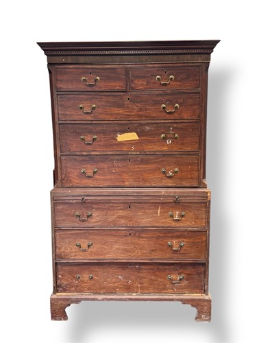 Lot 720 - A George III mahogany chest on chest with...