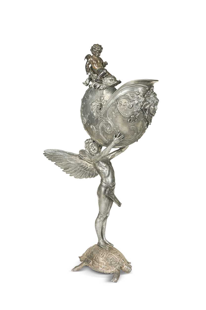 Lot 383 - A late 19th century German metalwares cast alloy 'Nautilus' cup centrepiece