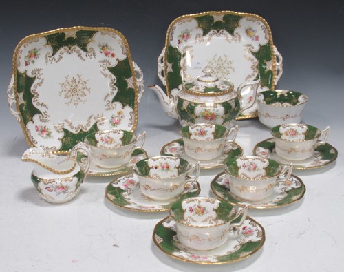 Lot 155 - Coalport tea service with floral sprays within...