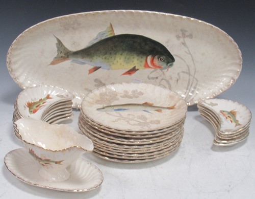 Lot 146 - A Franz Anton Mehlem fish service, late 19th...