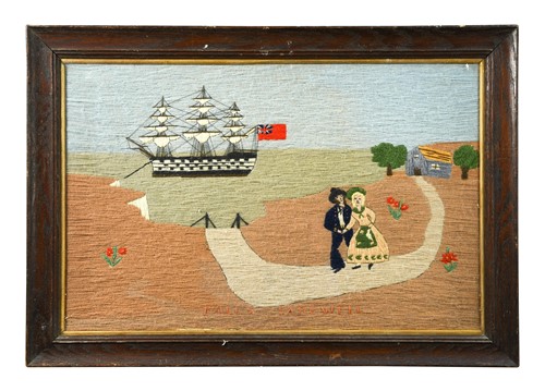 Lot 379 - A Victorian style woolwork picture by Colin Millington