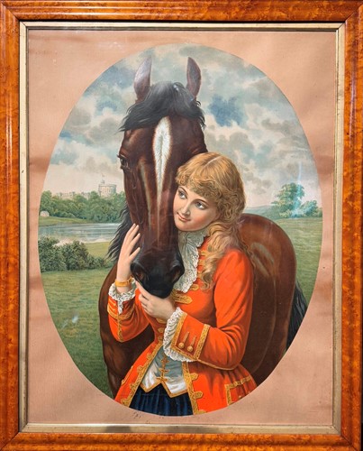 Lot 625 - A Victorian style oval print of a young woman...