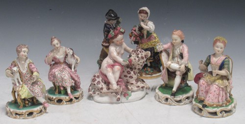 Lot 29 - Various porcelain figurines, late 19th century...