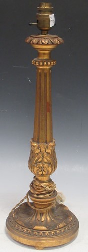 Lot 193 - Carved giltwood column table lamp. (not...
