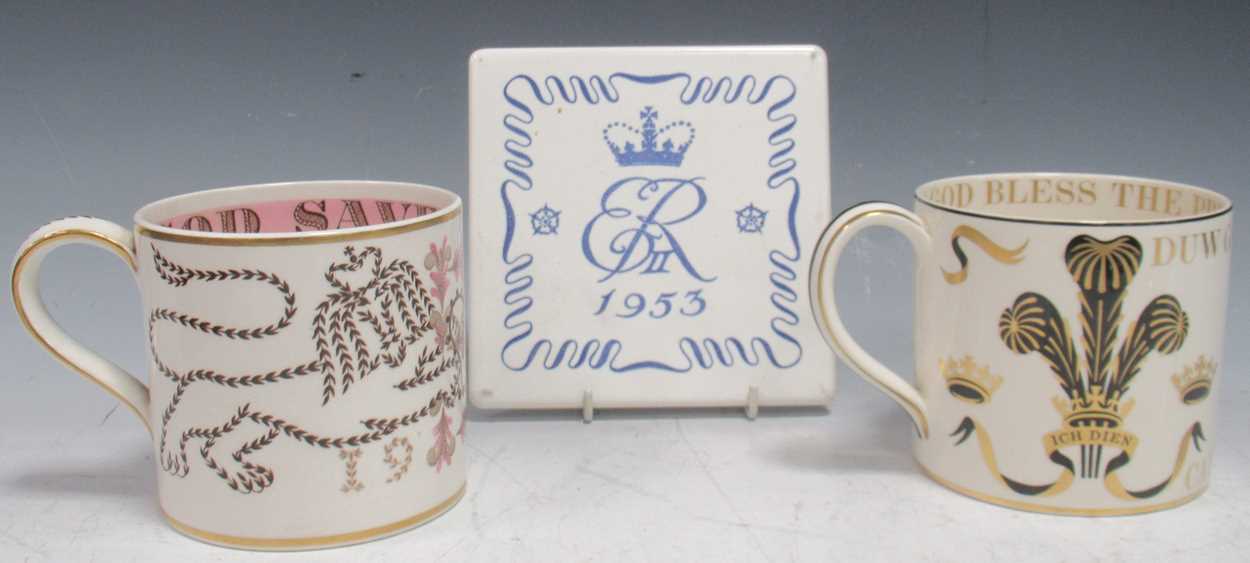 Lot 2 - Two Wedgwood commemorative mugs designed by...