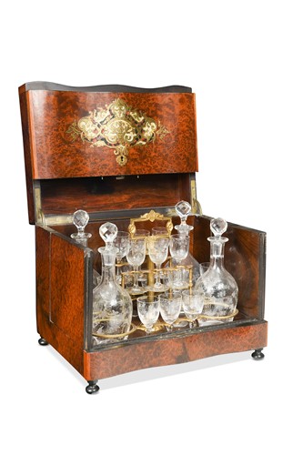 Lot 662 - A 19th century French burr yew liquor set