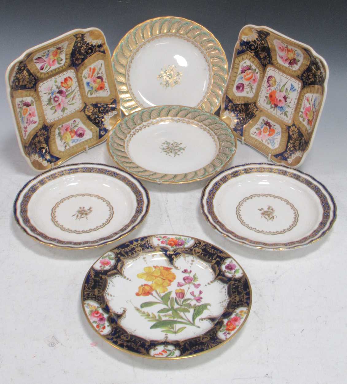 Lot 33 - Two pairs of Derby plates, one - pattern 309,...