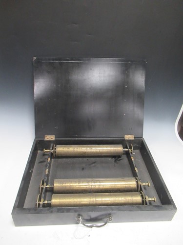 Lot 235 - 3 Victorian musical box brass cylinders, 13...