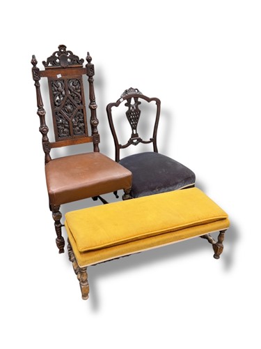 Lot 698 - A Victorian carved oak chair, 107cm high, an...