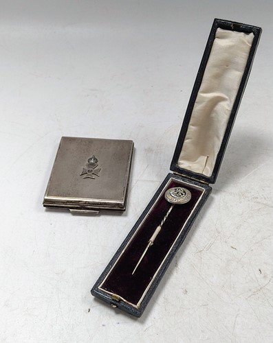 Lot 334 - A silver compact, together with a silver stick...