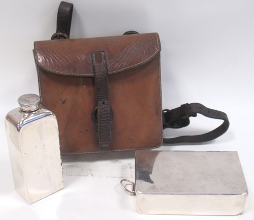 Lot 131 - A silver plated sandwich box and flask with...
