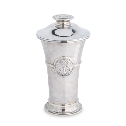 Lot 408 - A mid 20th century Swiss metalwares silver goblet and cover