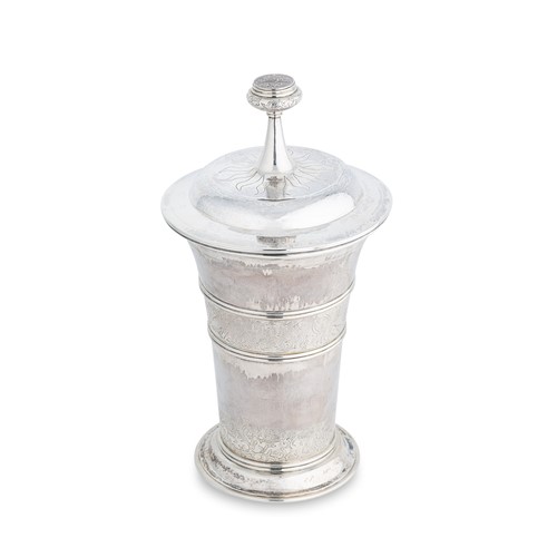 Lot 409 - A mid 20th century Swiss metalwares silver goblet and cover
