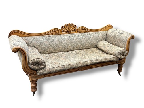 Lot 575 - A Victorian mahogany scroll end sofa with...