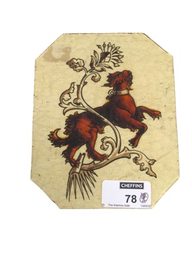 Lot 116 - A fragment of stained glass with heraldic...