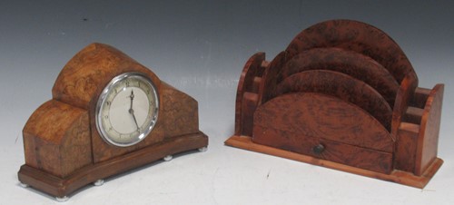 Lot 51 - Amboyna wood letter rack of streamlined tiered...