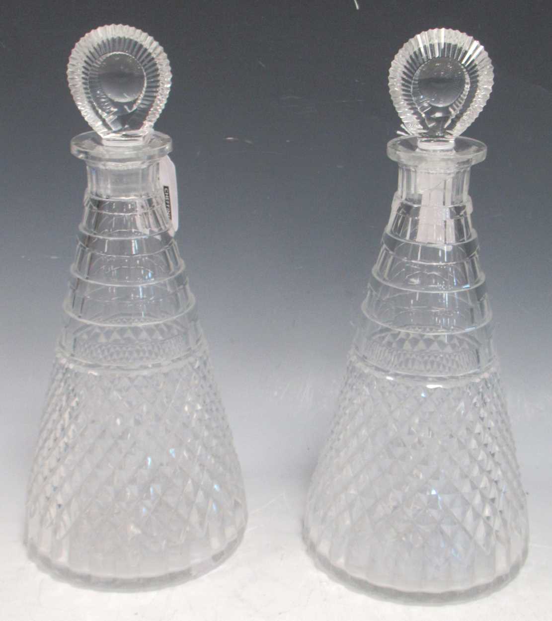 Lot 11 - Pair of Art Deco cut glass decanters of...