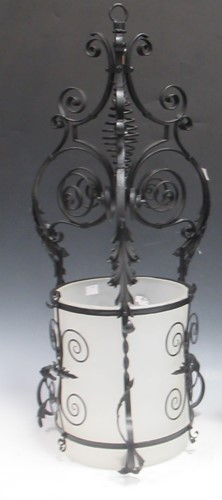 Lot 668 - A decorative hall lantern, the black painted...