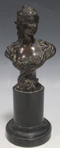 Lot 221 - A bronze bust of a lady on a small black...