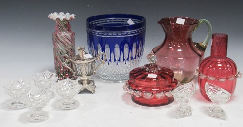 Lot 145 - A collection of coloured and cut glass to...