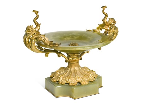 Lot 606 - A gilt mounted onyx tazza or centrepiece, late 19th century