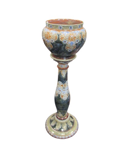 Lot 169 - Lambeth Royal Doulton stoneware jardiniere on...