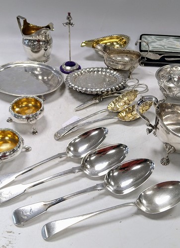 Lot 340 - A collection of silverware including sauce...