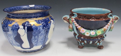 Lot 57 - Late 19th century English majolica swagged...