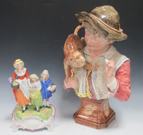 Lot 49 - A large Continental porcelain bust depicting...