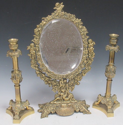 Lot 294 - Early 20th century cast brass oval dressing...